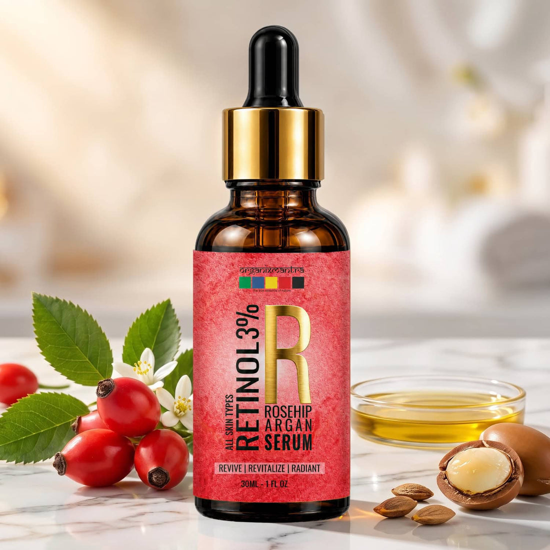 organix mantra retinol rosehip argan serum 30ml bottle
