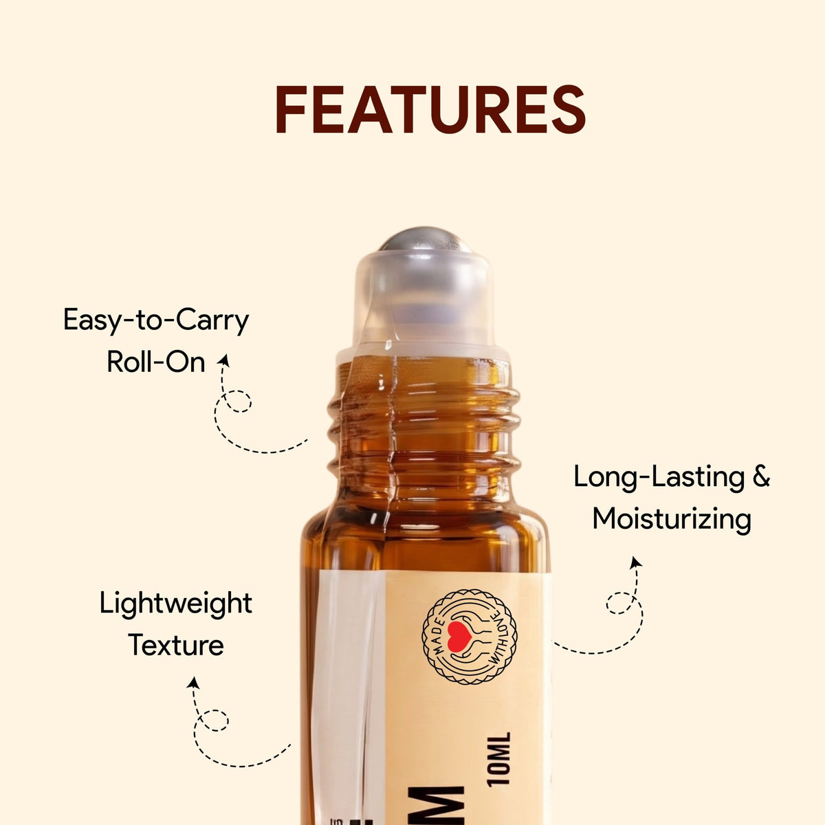 Close-up of lip nectar roller ball showing easy-to-carry, lightweight and long-lasting texture